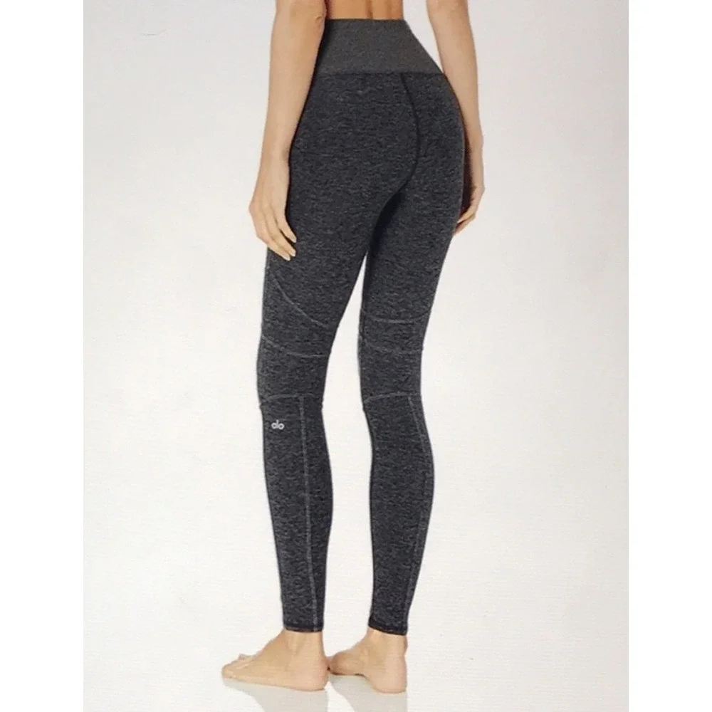 Alo Leggings Revel Fleece Lined Women Size XS Black Gray High‎ Rise